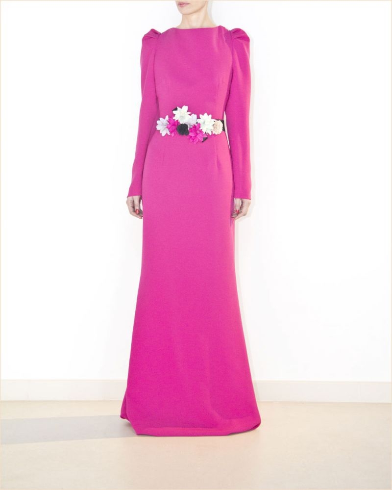 VESTIDO LARGO FUCSIA DELANTE